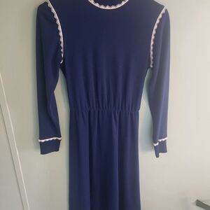 Chic Navy Dress with White Accents